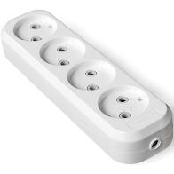 Колодка 4 гн. 10А 250В (АБС-пластик, белая, земля) E204 UNIVersal  Колодка 4 гн. 10А 250В (АБС-пластик, белая, земля) E204 UNIVersal