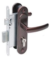 Замок врезной цилиндровый с защелкой в комплекте с ручкой ЗВ4.2-08 (медь антик) 4кл. АБСОЛЮТ