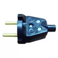 Вилка В6-001 6А 250В (полистирол, черная, с кембриком) Витебск