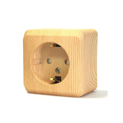 Розетка Этюд 1ОП с заземл с защ шторками сосна Розетка Этюд 1ОП с заземл с защ шторками сосна