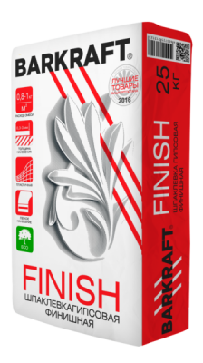 BARKRAFT Шпаклевка гипсовая FINISH (25кг) (белая) 56шт./пал BARKRAFT Шпаклевка гипсовая FINISH (25кг) (белая) 56шт./пал