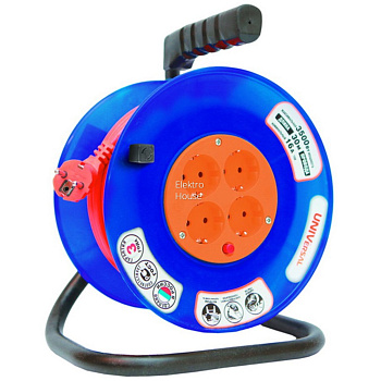 Удлинитель на катушке 4ОП 20м термо ПВС 2х1 Универсал  Удлинитель на катушке 4ОП 20м термо ПВС 2х1 Универсал