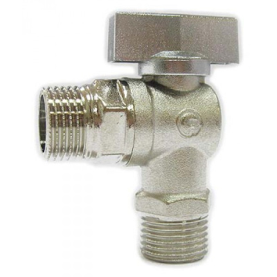 Кран шаровый для стиральных машин НР/НР 1/2" х 1/2" угловой, латунь (20/160)