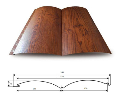 Сайдинг металлический "Блокхаус" RAL 401 золотой дуб (длина до 6 пог.м.) шир. 0,39 (раб. 0,365)