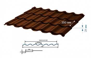 Металлочерепица "Супер Монтерей" RAL 5021 морская волна