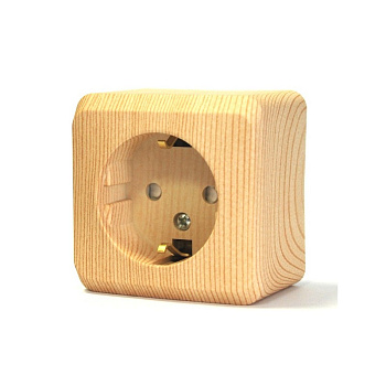 Розетка Этюд 1ОП с заземл с защ шторками сосна Розетка Этюд 1ОП с заземл с защ шторками сосна