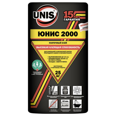 ЮНИС 2000 Клей для плитки  (25 кг) 48шт/под ЮНИС 2000 Клей для плитки  (25 кг) 48шт/под
