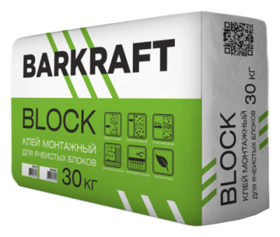 BARKRAFT Клей монтажный "BLOCK" цементный (30кг) 48шт./пал ЗИМНИЙ BARKRAFT Клей монтажный "BLOCK" цементный (30кг) 48шт./пал ЗИМНИЙ