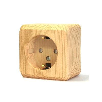 Розетка Этюд 1ОП с заземл с защ шторками сосна
