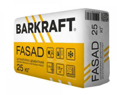 BARKRAFT Штукатурка "FASAD" цементная (25кг) 56шт./пал. BARKRAFT Штукатурка "FASAD" цементная (25кг) 56шт./пал.