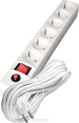 Сетевой фильтр 6 ОП 5 м с выкл с/шт ПВС 3х0,75 Универсал Сетевой фильтр 6 ОП 5 м с выкл с/шт ПВС 3х0,75 Универсал