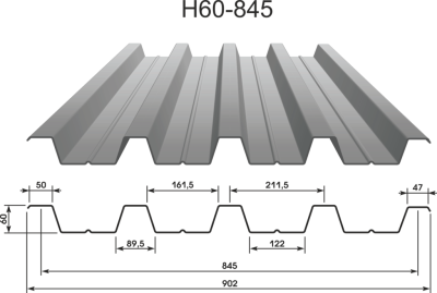 Профнастил H60 оцинкованный