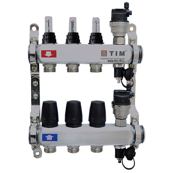 TIM Коллекторная группа с расх. 1",10хода (без кранов, квадрат) KCS5010